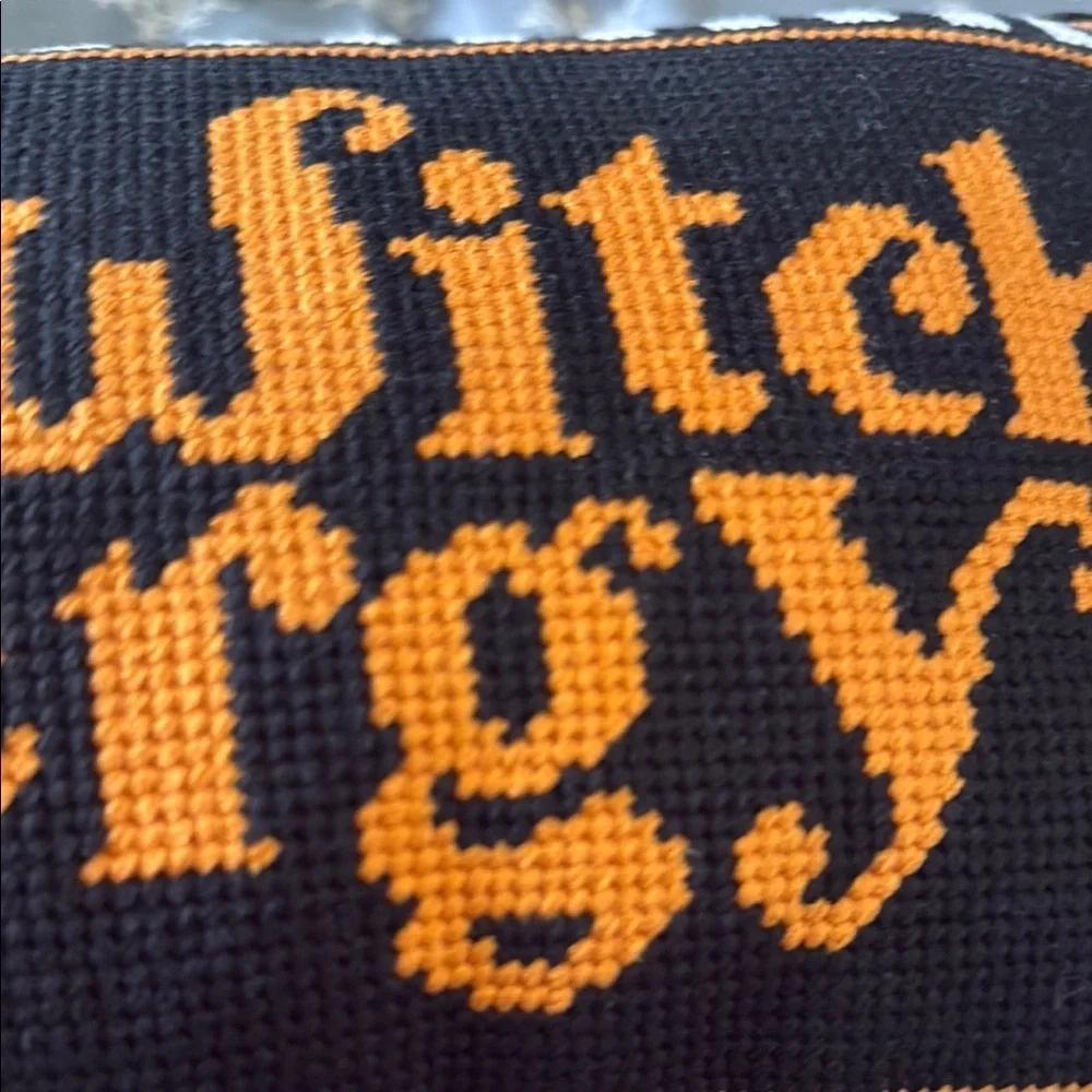 Bad Witch Energy Decorative Accent Pillow - Black & Orange